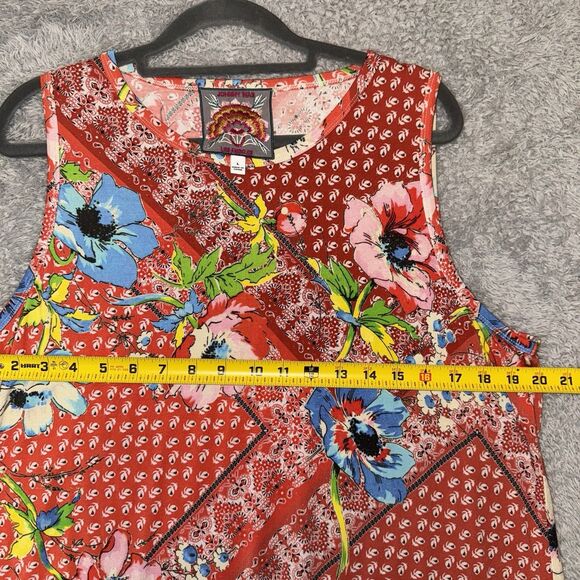 Johnny Was Bamboo Martha Floral Bandana Print Swing Tank Top Sleeveless Large - Picture 6 of 7